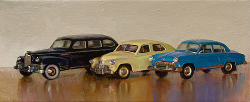 The painter Igor Sventitski. Artwork Picture Painting Canvas Composition Still life Vintage cars. 2020, 25 x 60 cm, oil on canvas