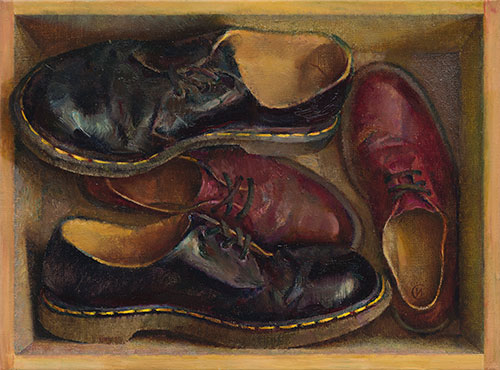 The painter Igor Sventitski. Artwork Picture Painting Canvas Composition Still life Shoebox. 2022, 30 x 40 cm, oil on canvas