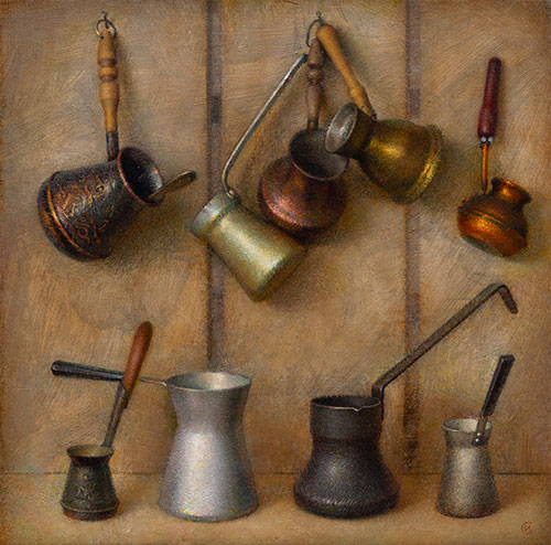 Художник Игорь Свентицкий. Картина Живопись Натюрморт Coffee tradition. 2023, 60,3 x 60 см, холст масло