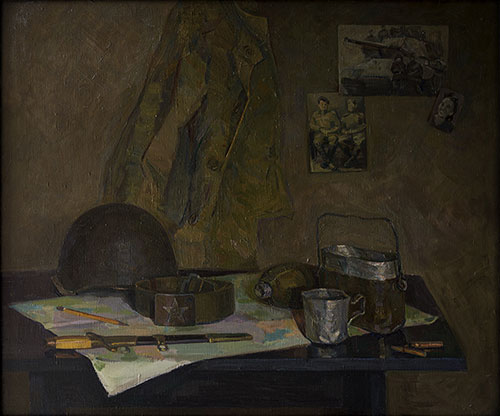 The painter Igor Sventitski. Artwork Picture Painting Canvas Composition Still life. Companions of War. 2014, 75 x 90 cm, oil on canvas